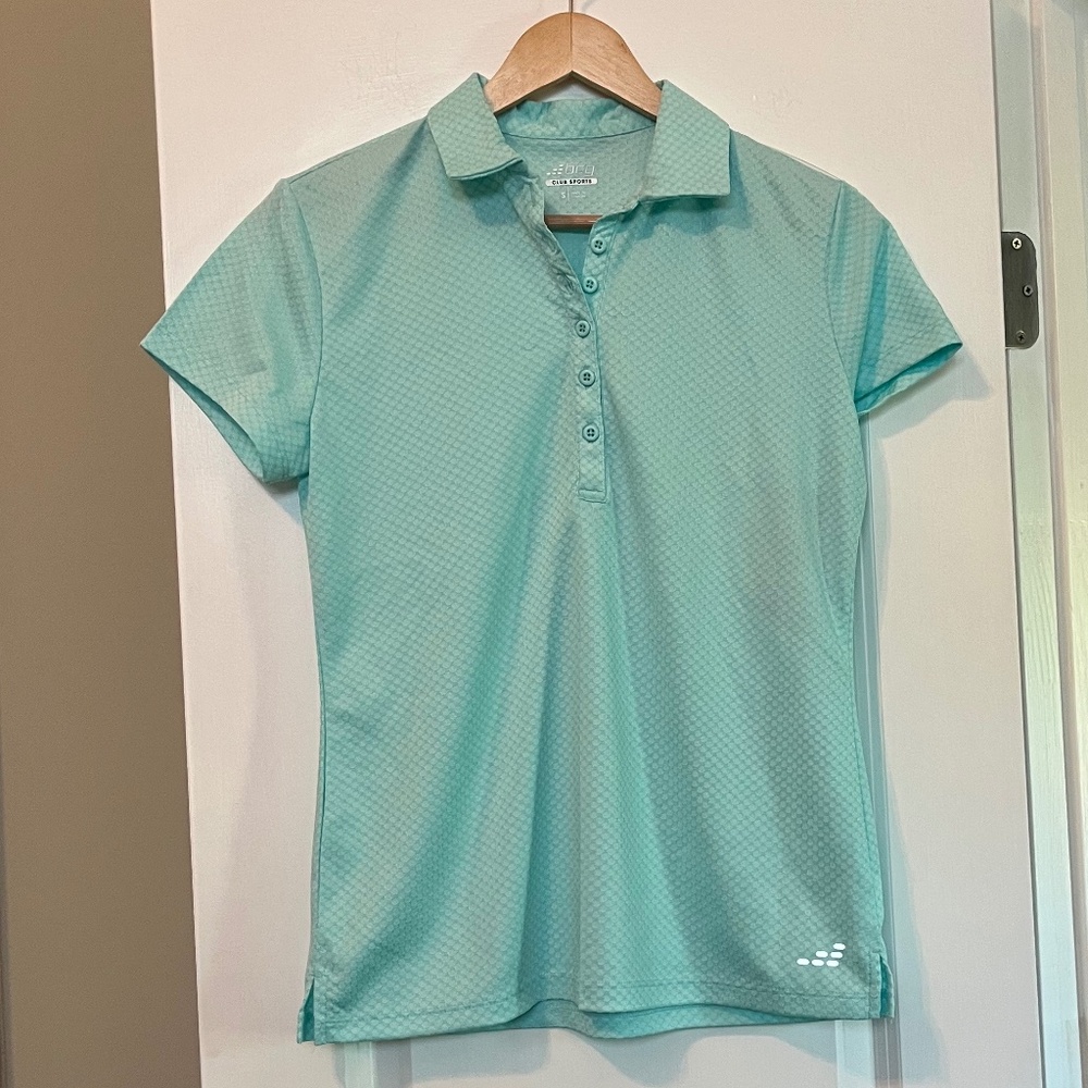 NWT BCG Women’s Tennis Jacquard Polo Shirt - Waterspout - Size Small